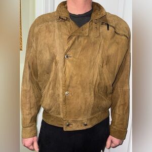 Ruffo Vintage 80th Men's Suede Leather Bomber Jacket Brown